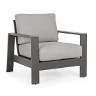 Compositie buitenwoonkamer in aluminium met stoffen kussens - Yoshi Viadurini