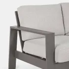 Compositie buitenwoonkamer in aluminium met stoffen kussens - Yoshi Viadurini