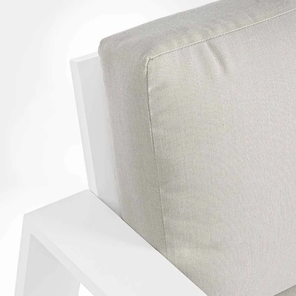 Compositie buitenwoonkamer in aluminium met stoffen kussens - Yoshi Viadurini