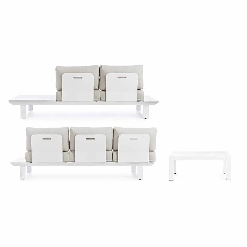 Samenstelling buitenwoonkamer in aluminium en stof Homemotion - Francine Viadurini