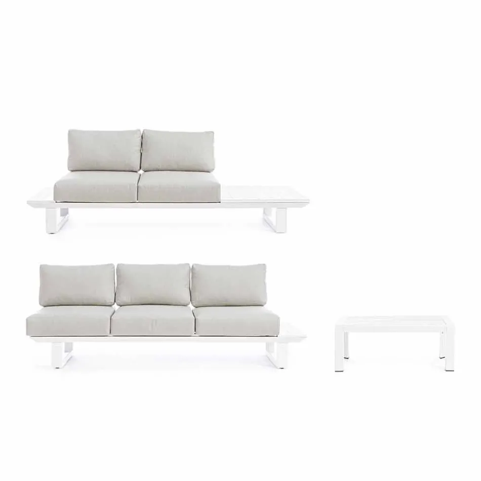 Samenstelling buitenwoonkamer in aluminium en stof Homemotion - Francine Viadurini