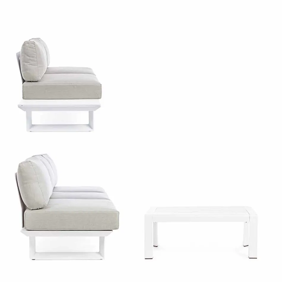 Samenstelling buitenwoonkamer in aluminium en stof Homemotion - Francine Viadurini