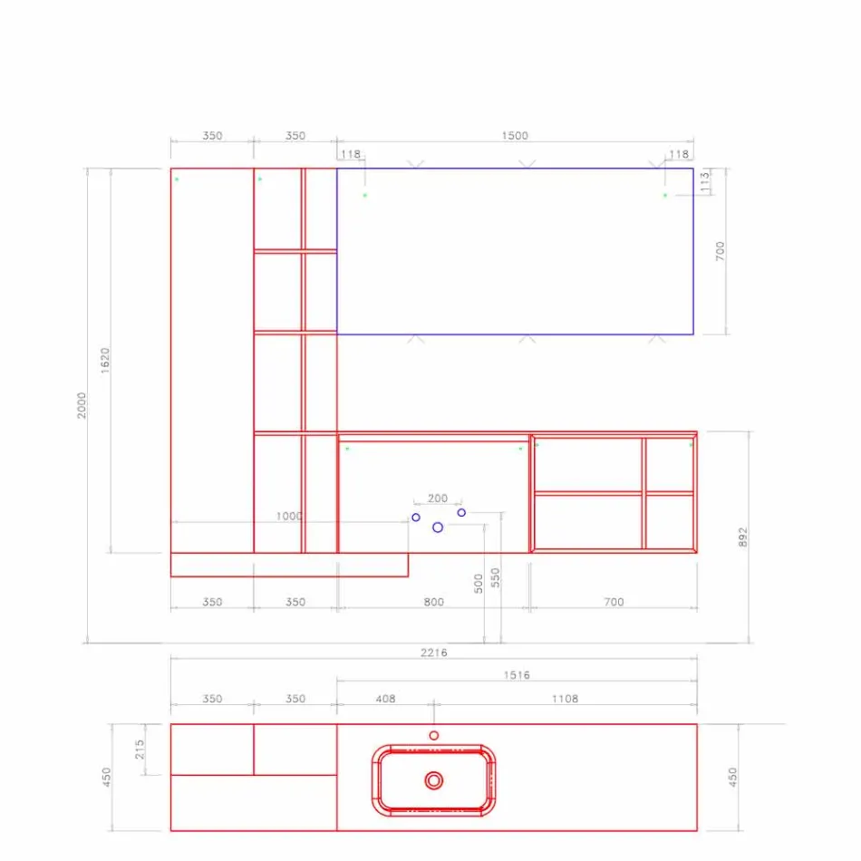 Hangende badkamermeubelsamenstelling met modern design Made in Italy - Callisi15 Viadurini