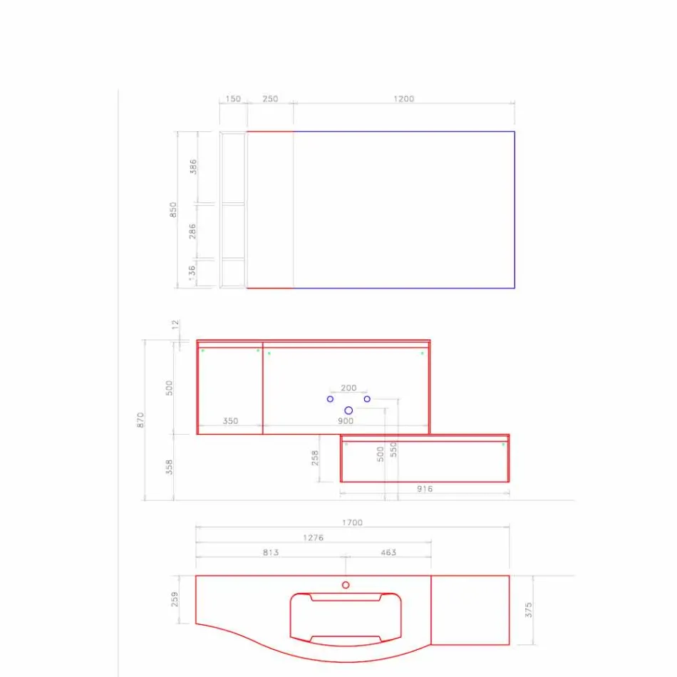 Hangende en moderne compositie voor de badkamer, Made in Italy Design - Callisi4 Viadurini