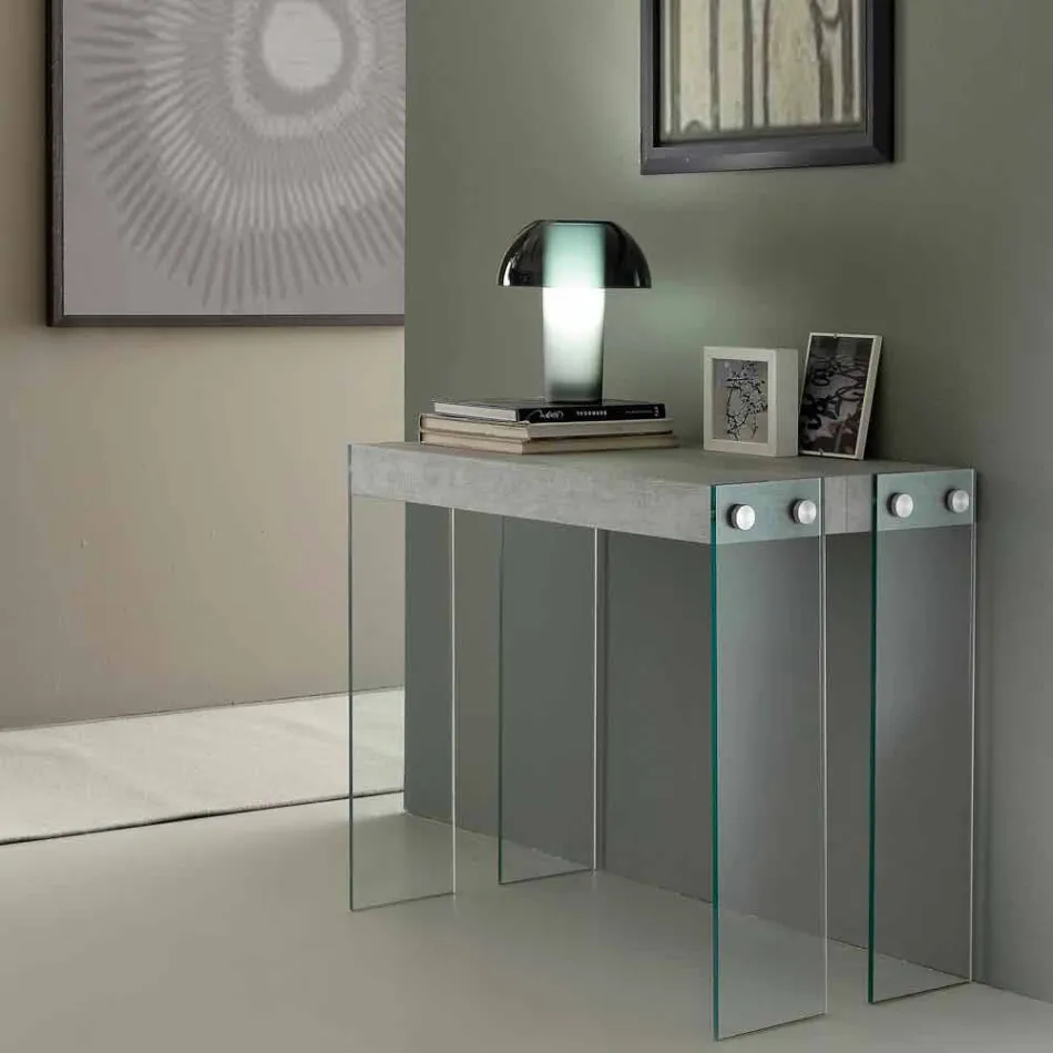 Console Extendable modern design met de benen Miss gehard glas Viadurini