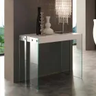 Console Extendable modern design met de benen Miss gehard glas Viadurini