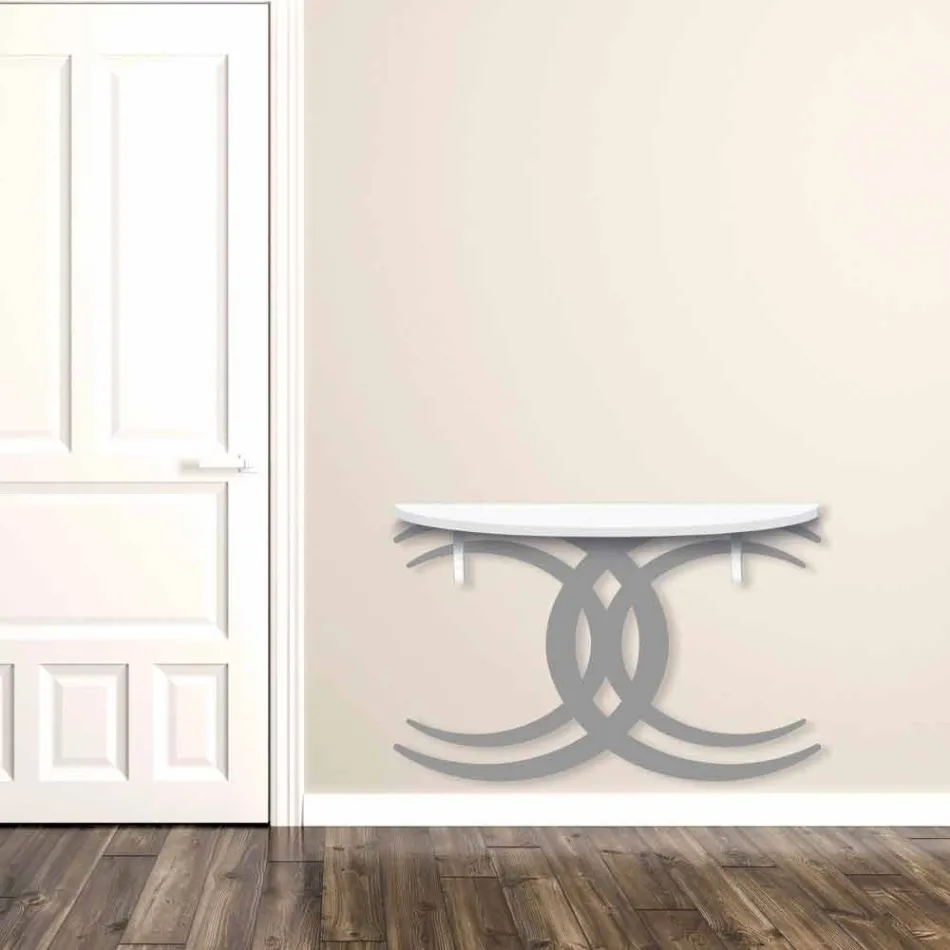 Wandgemonteerde console voor modern design in wit en grijs hout - Coco Viadurini