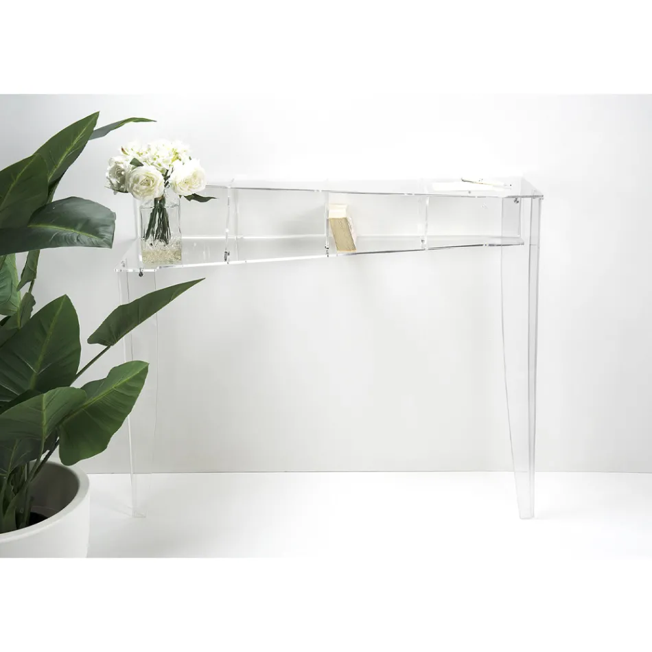 Wandconsole in transparant plexiglas pianodesign - Valeria Viadurini