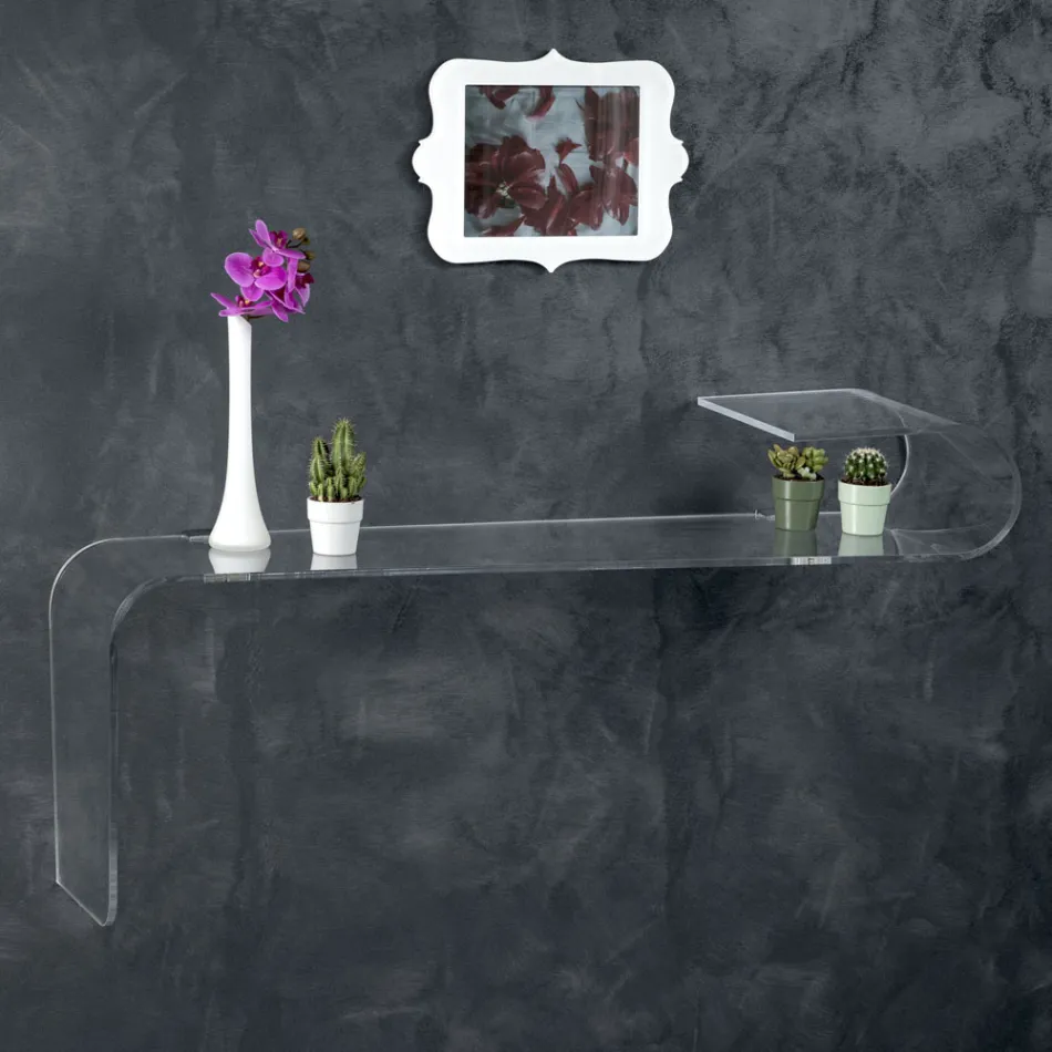 Hangende wandconsole in transparant design acrylkristal - Cesarea Viadurini