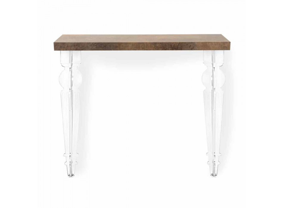 Wandconsole tafel in grijs wit hout of Corten en plexiglas - Leopardi Viadurini