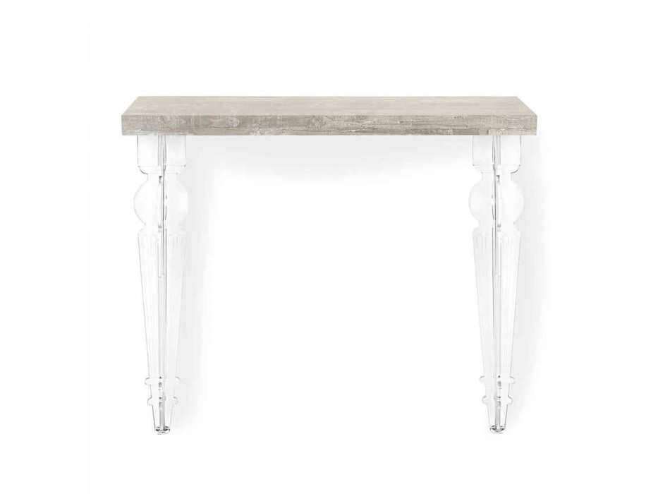 Wandconsole tafel in grijs wit hout of Corten en plexiglas - Leopardi Viadurini