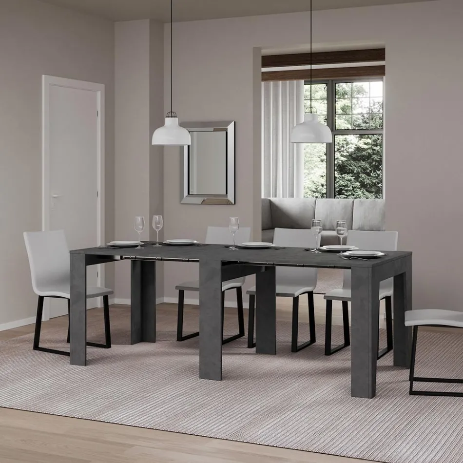 Uitschuifbare console tot 181 cm in Melamine Essence Made in Italy - Castello Viadurini