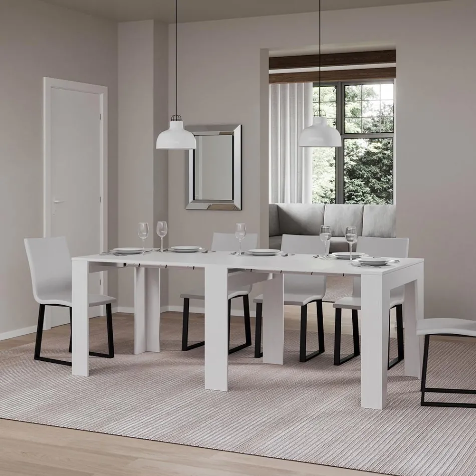 Uitschuifbare console tot 181 cm in Melamine Essence Made in Italy - Castello Viadurini