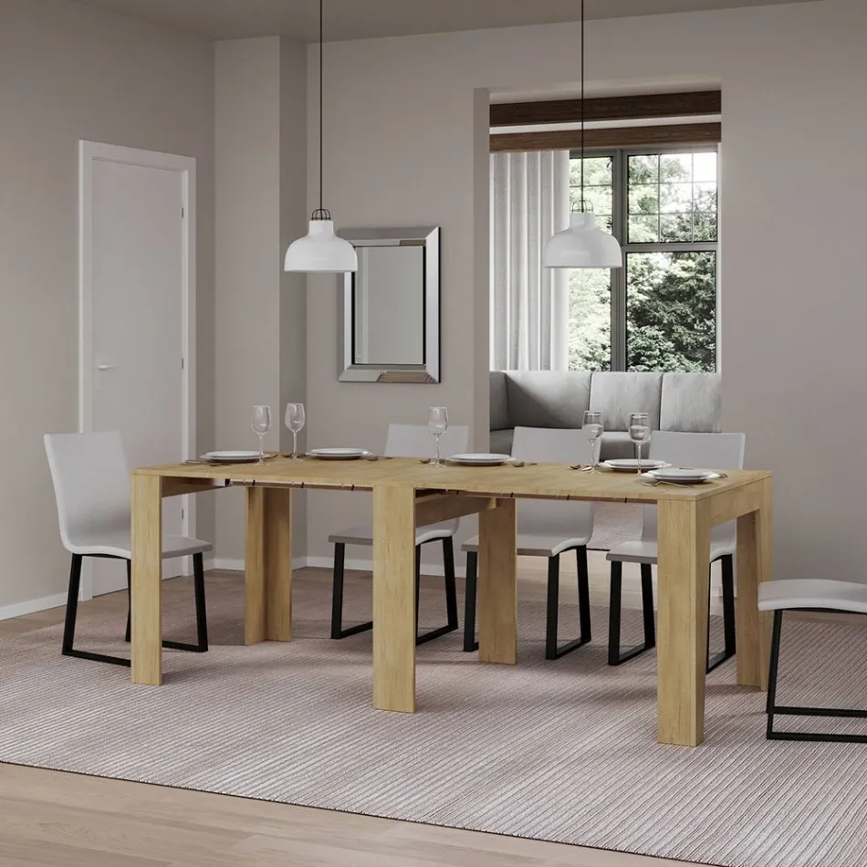 Uitschuifbare console tot 181 cm in Melamine Essence Made in Italy - Castello Viadurini