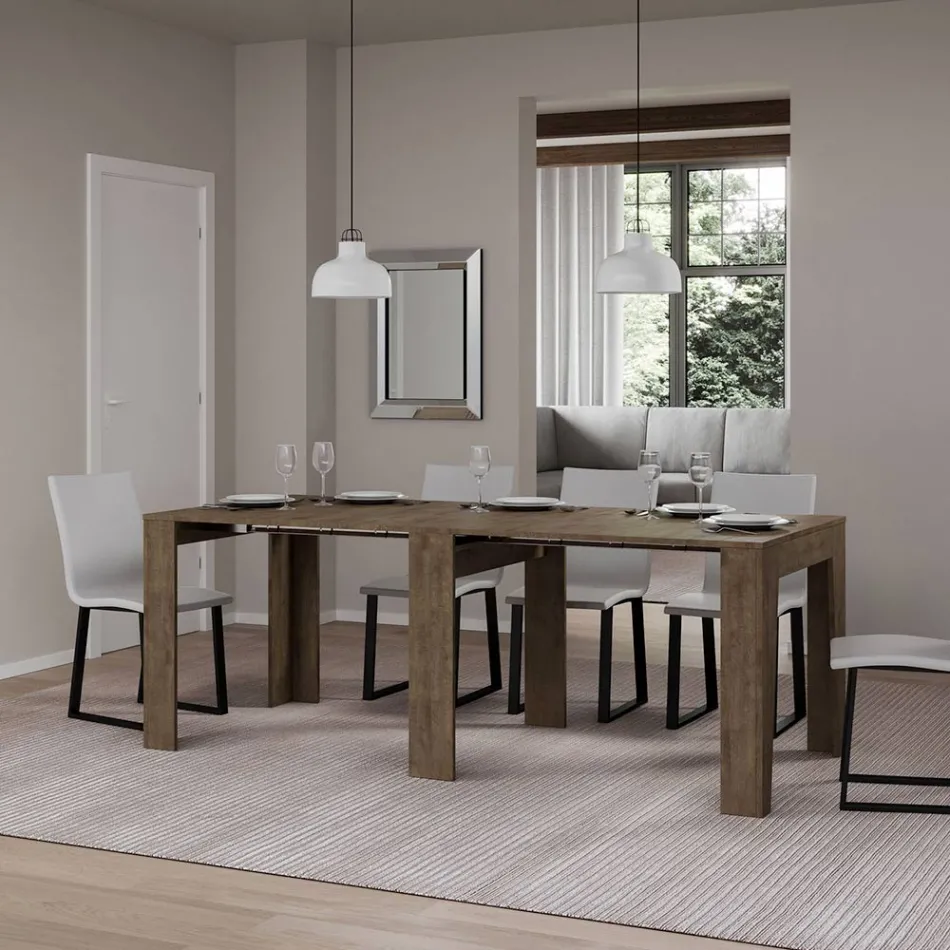 Uitschuifbare console tot 181 cm in Melamine Essence Made in Italy - Castello Viadurini