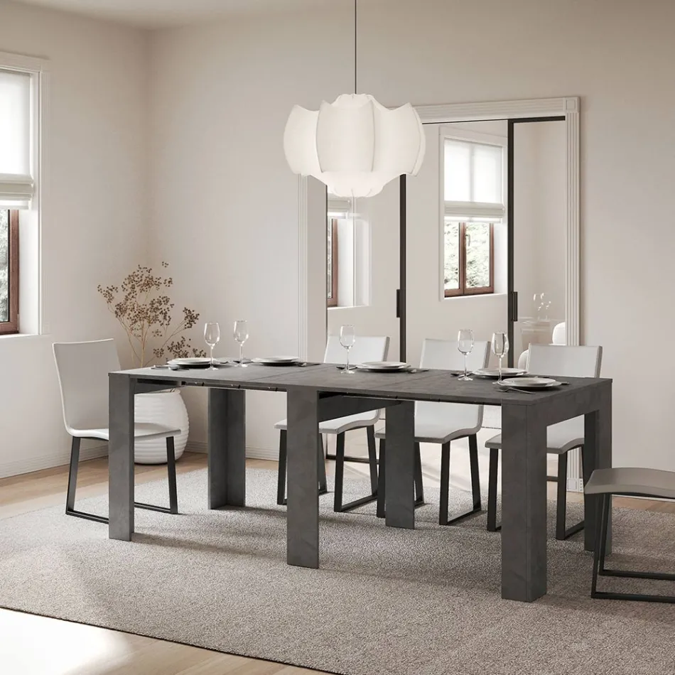 Uitschuifbare console tot 181 cm in melaminepanelen gemaakt in Italië - Drago Viadurini