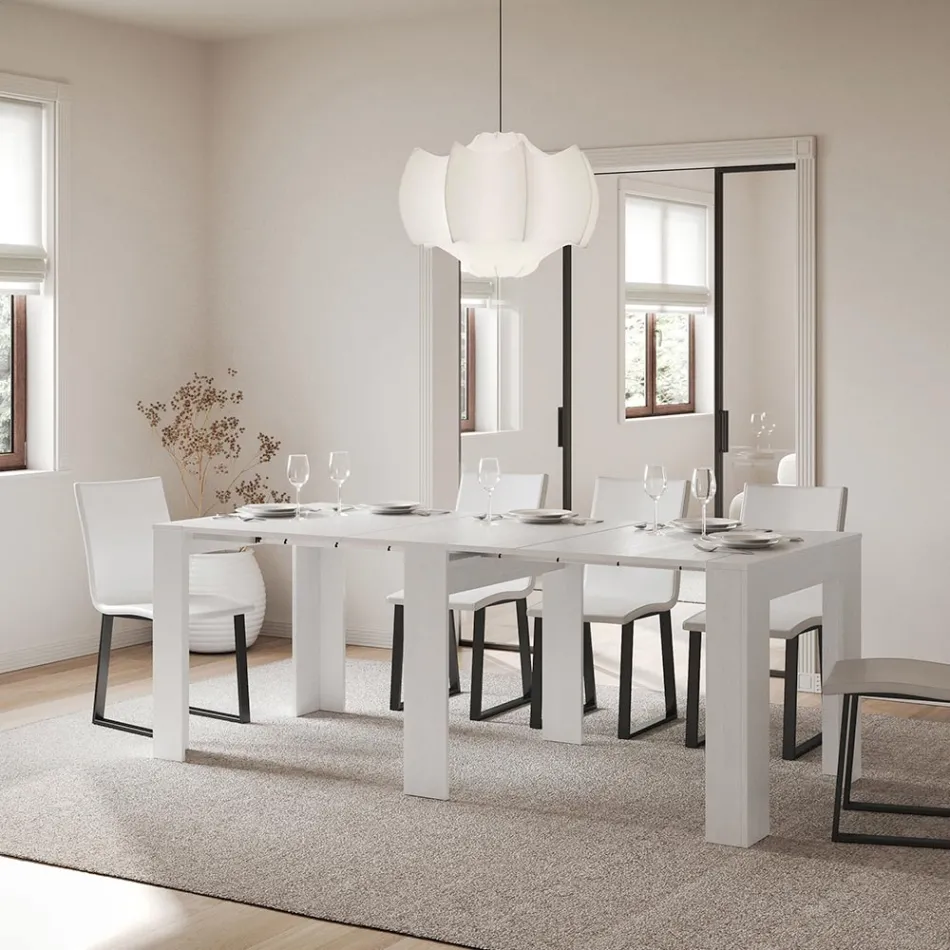 Uitschuifbare console tot 181 cm in melaminepanelen gemaakt in Italië - Drago Viadurini