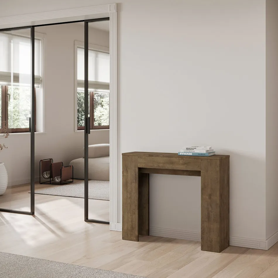 Uitschuifbare console tot 181 cm in melaminepanelen gemaakt in Italië - Drago Viadurini