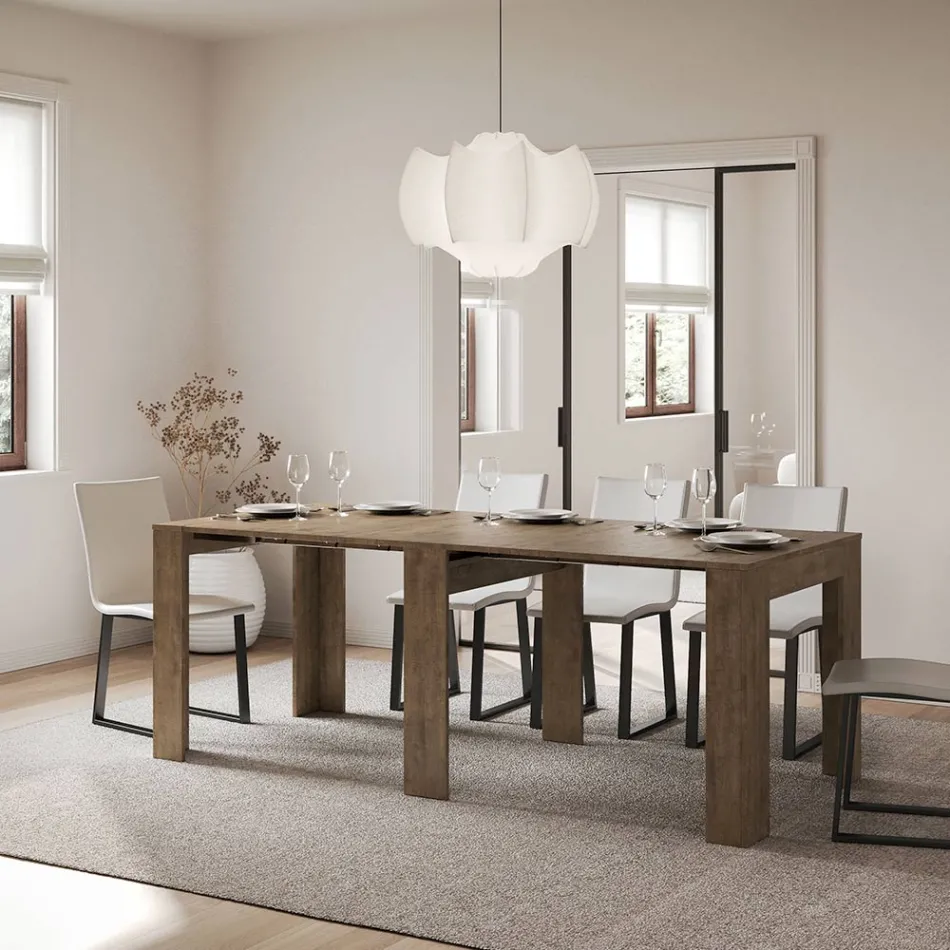 Uitschuifbare console tot 181 cm in melaminepanelen gemaakt in Italië - Drago Viadurini