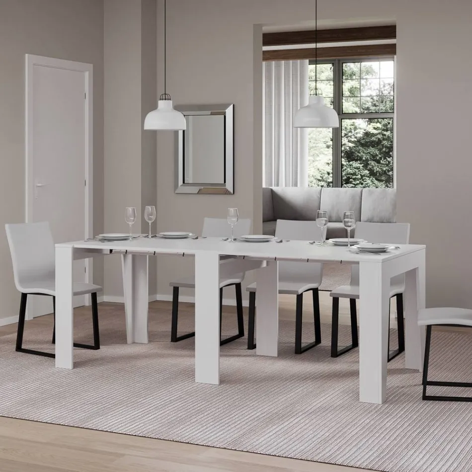 Uitschuifbare console tot 211 cm in melamine in essentie Made in Italy - Incantesimo Viadurini