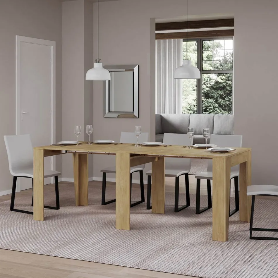 Uitschuifbare console tot 211 cm in melamine in essentie Made in Italy - Incantesimo Viadurini