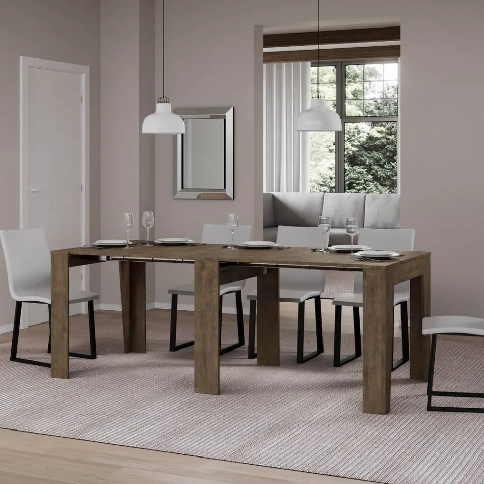 Uitschuifbare console tot 211 cm in melamine in essentie Made in Italy - Incantesimo Viadurini