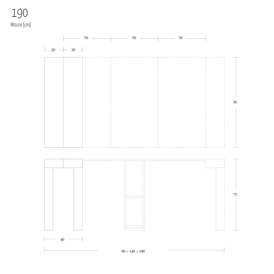 Uitschuifbare console tot 290 cm in melamine hout Made in Italy - Paride Viadurini