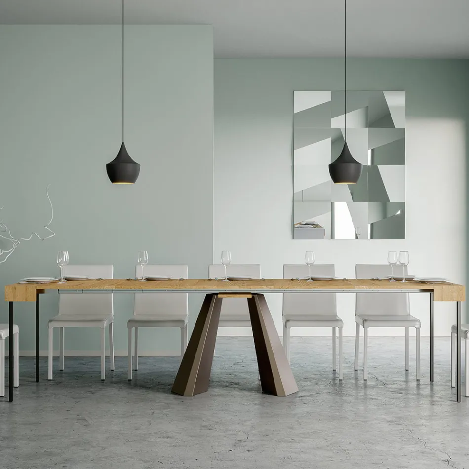 Uitschuifbare console tot 300 cm met poten met beerafwerking Made in Italy - Destino Viadurini