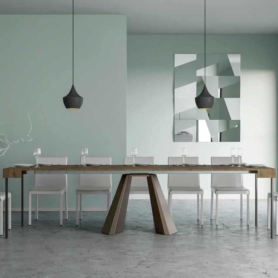 Uitschuifbare console tot 300 cm met poten met beerafwerking Made in Italy - Destino Viadurini