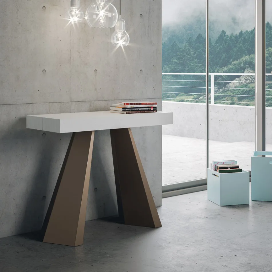 Uitschuifbare console tot 300 cm met poten met beerafwerking Made in Italy - Destino Viadurini