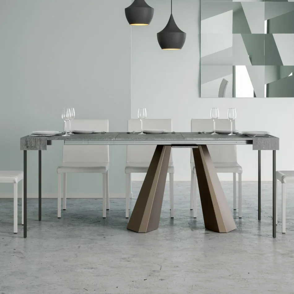 Uitschuifbare console tot 300 cm met poten met beerafwerking Made in Italy - Destino Viadurini