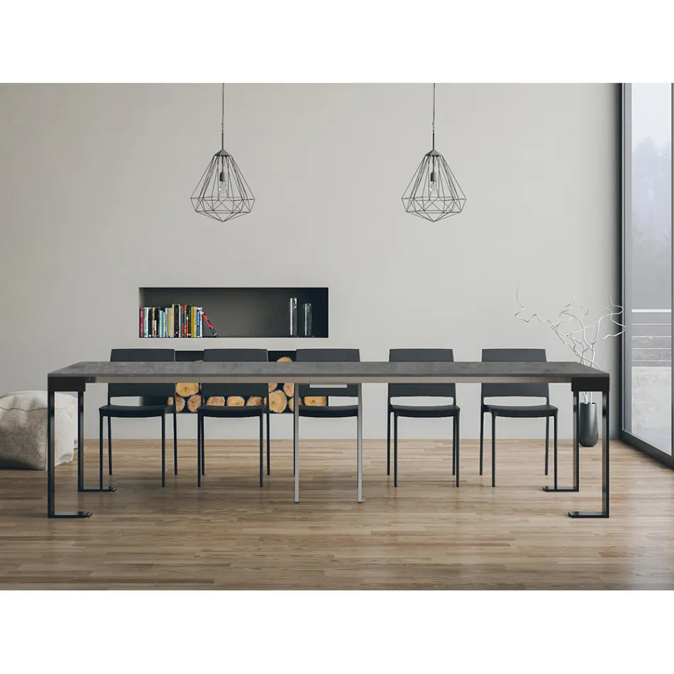 Uitschuifbare console tot 300 cm met antraciet en houten frame Made in Italy - Fata Viadurini