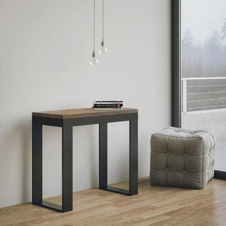 Uitschuifbare console tot 300 cm met antraciet en houten frame Made in Italy - Fata Viadurini