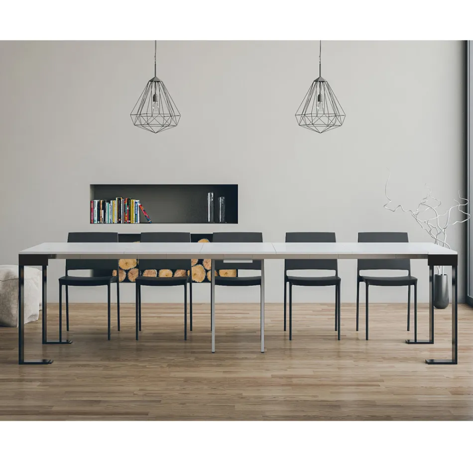 Uitschuifbare console tot 300 cm met antraciet en houten frame Made in Italy - Fata Viadurini