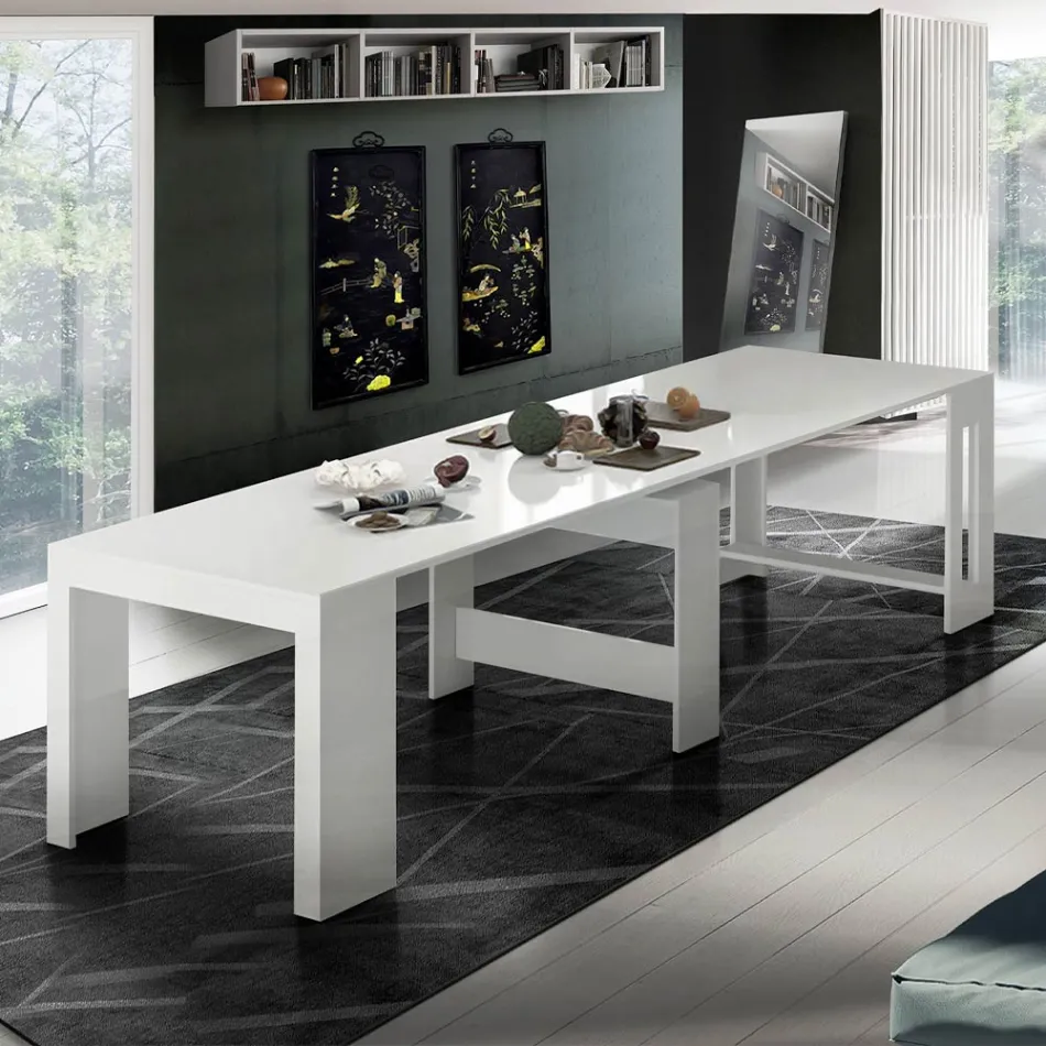 Console Uitschuifbaar tot 300 cm vanaf de ingang of woonkamer in hout - Katharina Viadurini