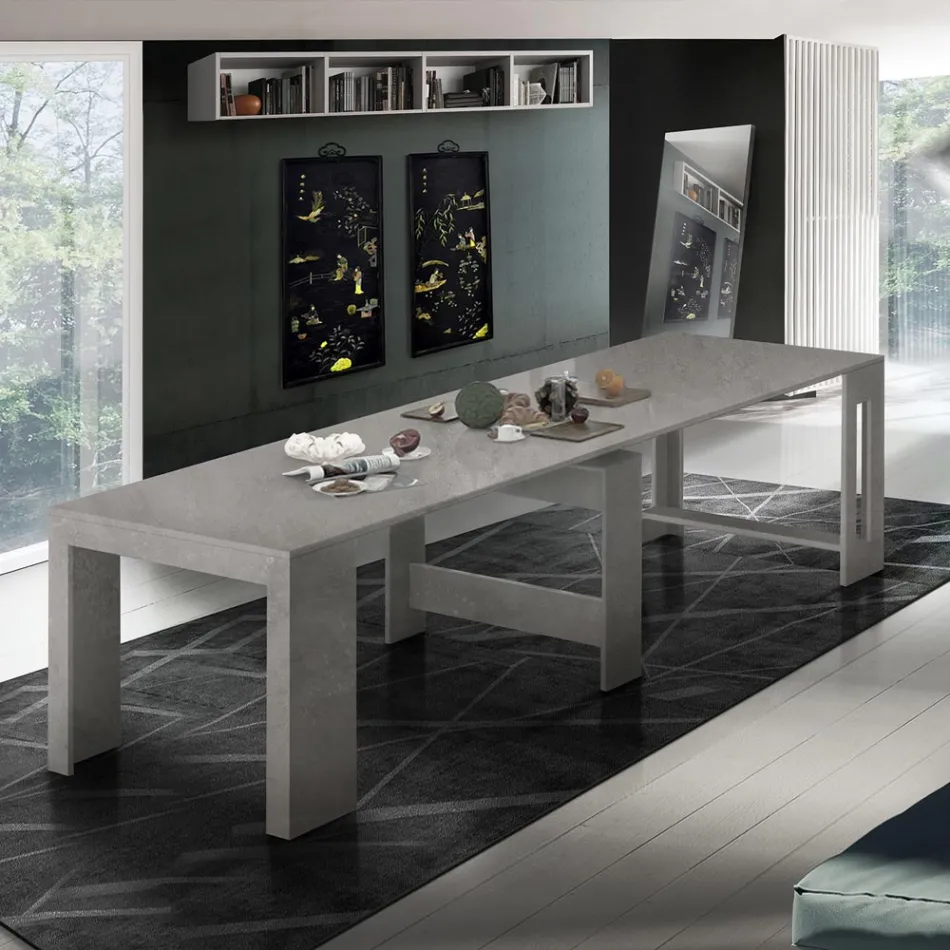 Console Uitschuifbaar tot 300 cm vanaf de ingang of woonkamer in hout - Katharina Viadurini