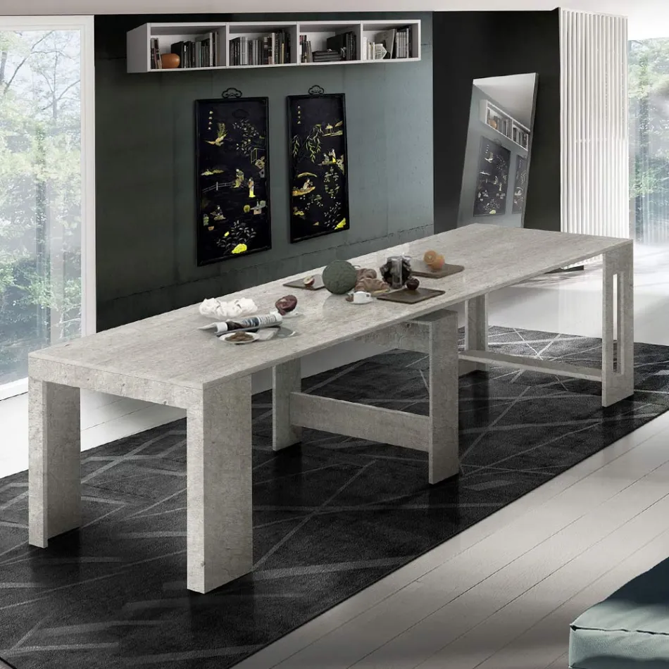 Console Uitschuifbaar tot 300 cm vanaf de ingang of woonkamer in hout - Katharina Viadurini