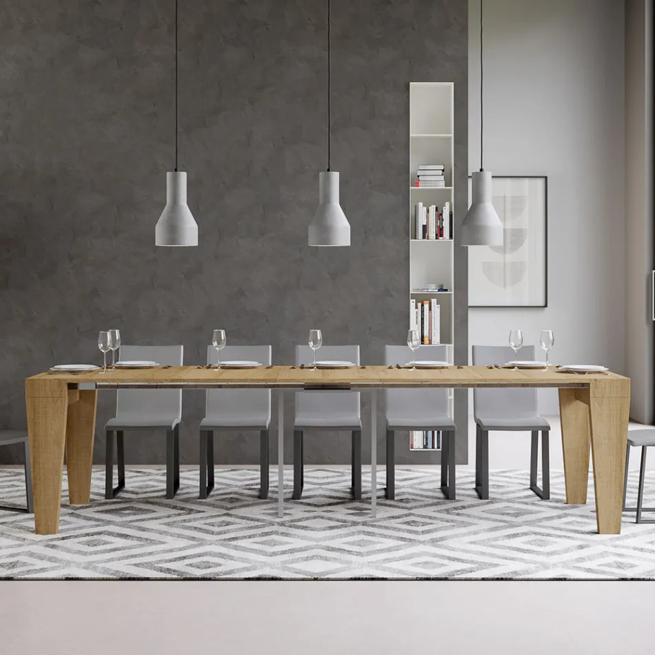 Uitschuifbare console tot 300 cm in hout Made in Italy - Troon Viadurini