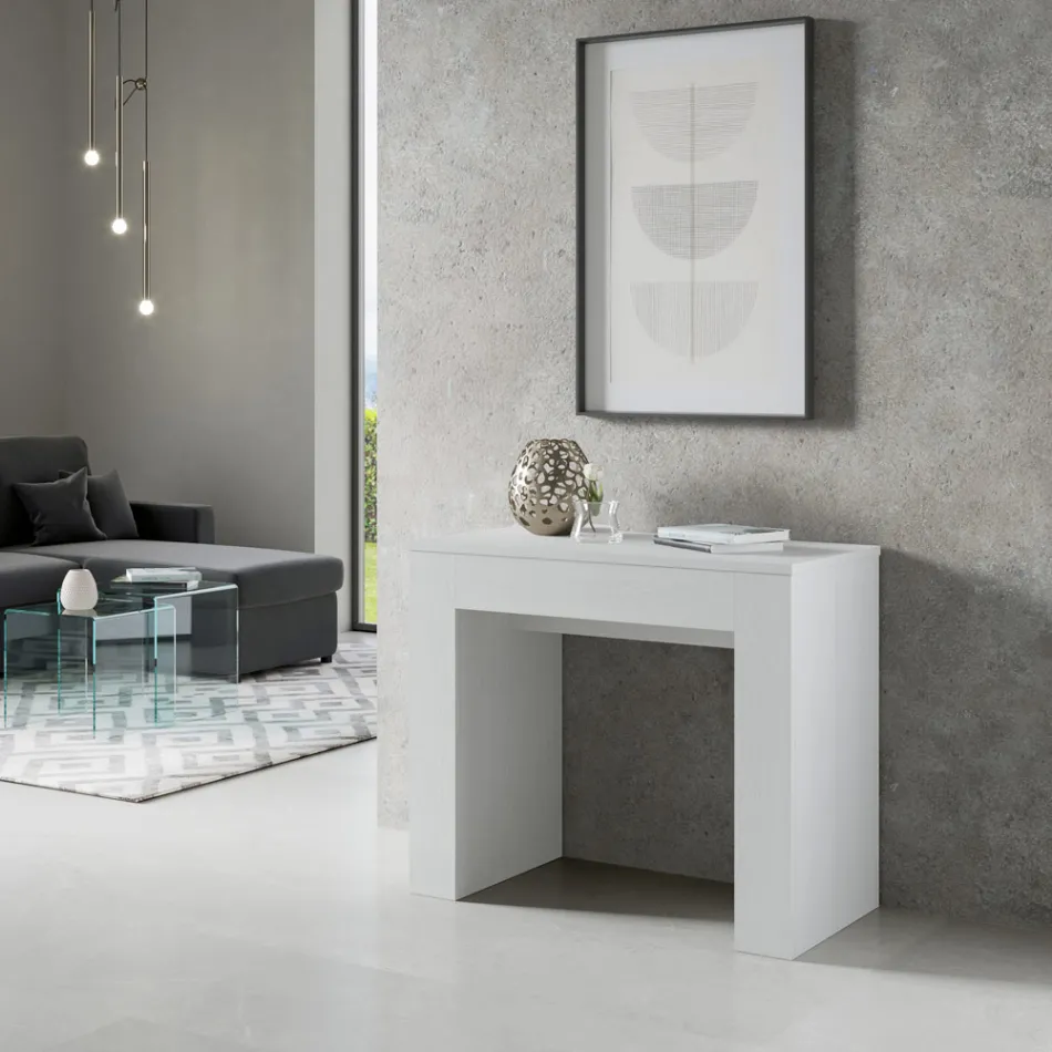 Uitschuifbare console tot 307 cm in houten microdeeltjes gemaakt in Italië - Corona Viadurini