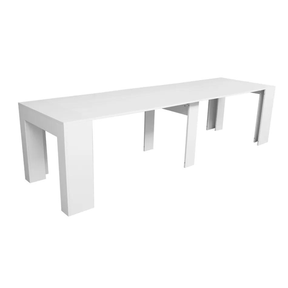 Uitschuifbare console tot 307 cm in houten microdeeltjes gemaakt in Italië - Corona Viadurini