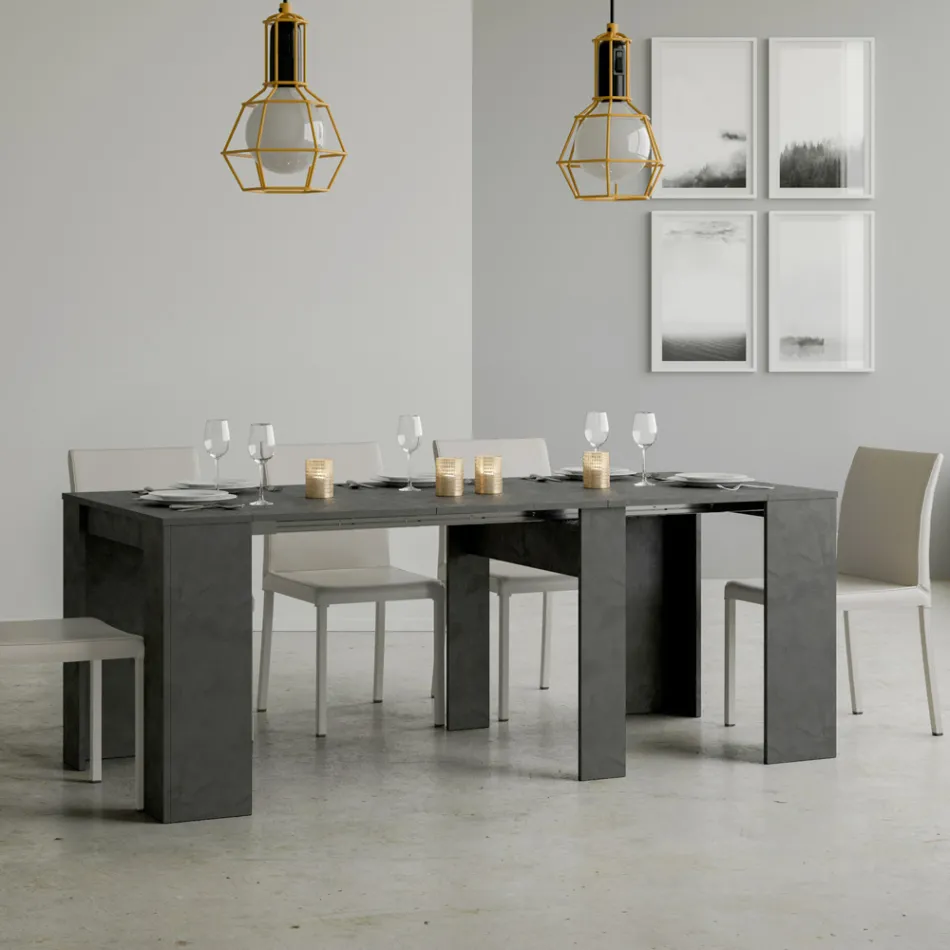 Uitschuifbare console tot 308 cm met centrale steun Made in Italy - Oracle Viadurini