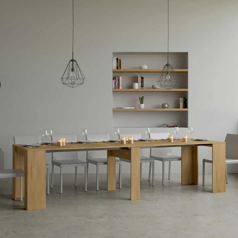 Uitschuifbare console tot 308 cm met centrale steun Made in Italy - Oracle Viadurini