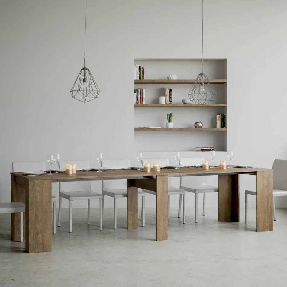 Uitschuifbare console tot 308 cm met centrale steun Made in Italy - Oracle Viadurini