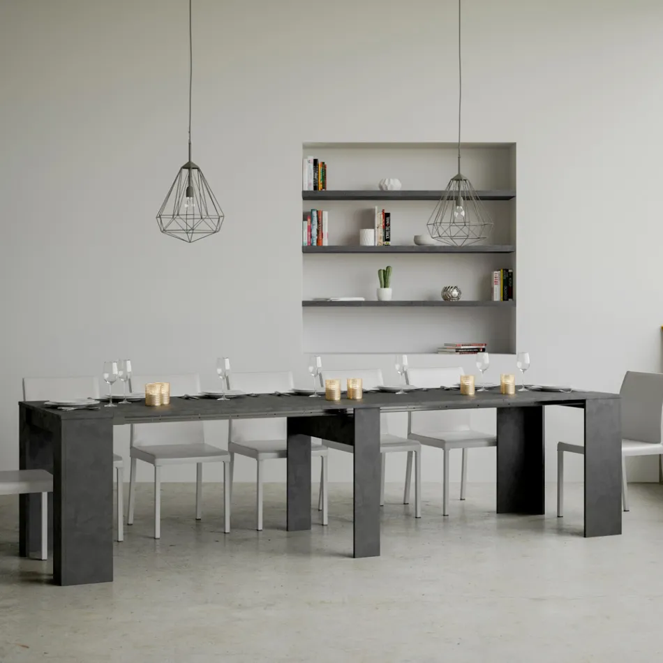 Uitschuifbare console tot 308 cm met centrale steun Made in Italy - Oracle Viadurini