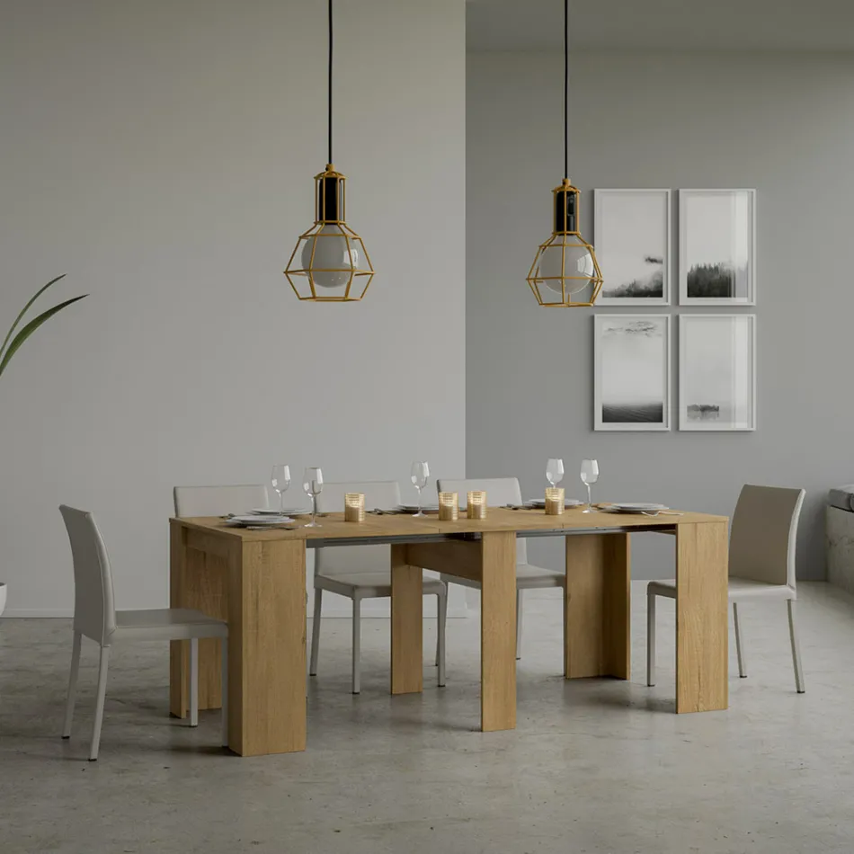 Uitschuifbare console tot 308 cm met centrale steun Made in Italy - Oracle Viadurini