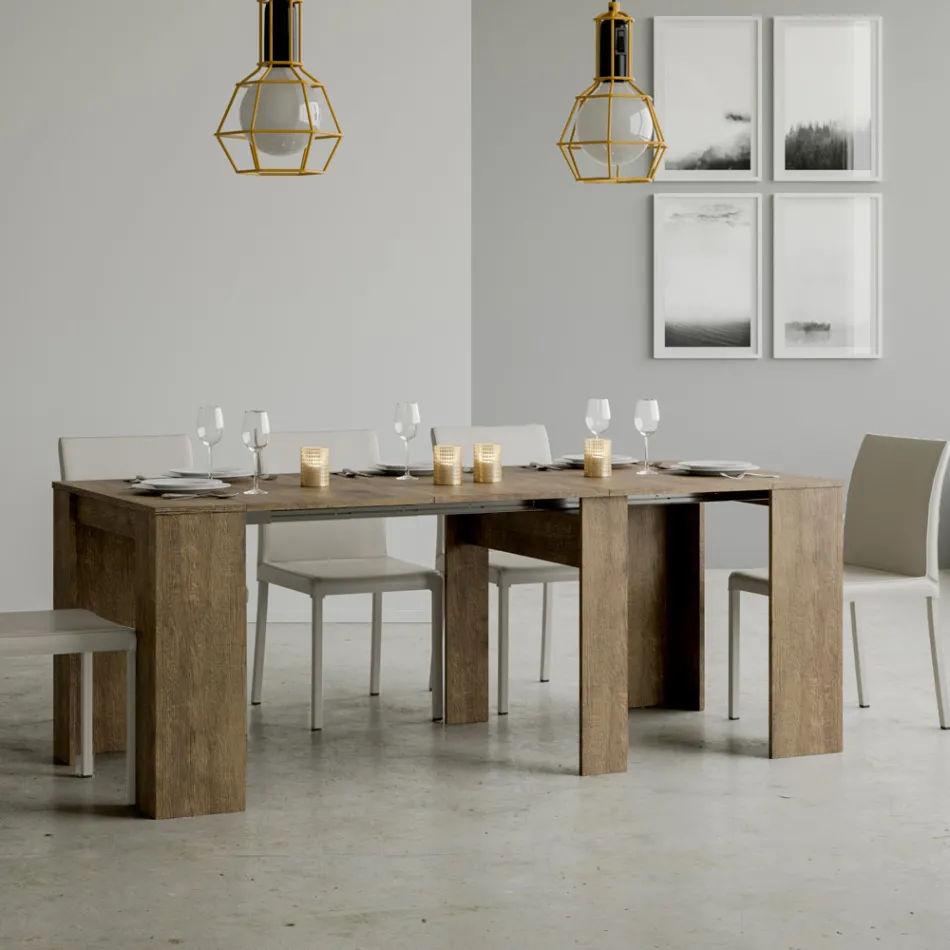 Uitschuifbare console tot 308 cm met centrale steun Made in Italy - Oracle Viadurini