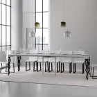 Uitschuifbare console met moderne ijzeren poten Made in Italy - Palazzo Viadurini