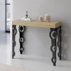 Uitschuifbare console met moderne ijzeren poten Made in Italy - Palazzo Viadurini