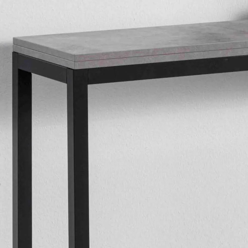 Uitschuifbare console met blad in melamine en onderstel in gelakt metaal - Adino Viadurini