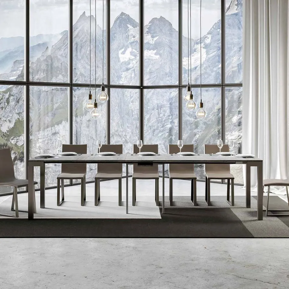 Uitschuifbare console met modern design in hout en ijzer, gemaakt in Italië - Nooit Viadurini